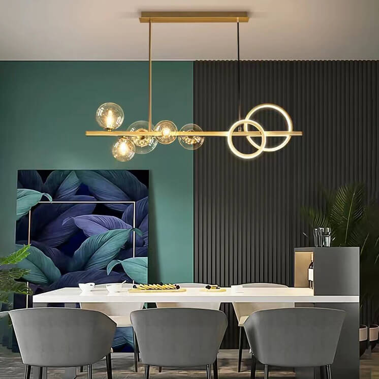 Nordic Luxury Glass Ball Ring 5-Light Island Light Chandelier