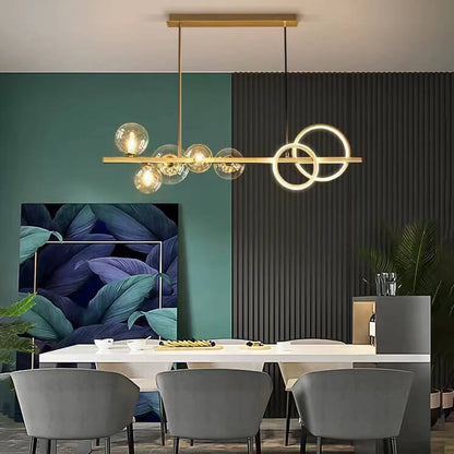 Nordic Luxury Glass Ball Ring 5-Light Island Light Chandelier