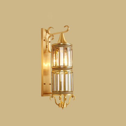 Contemporary Luxury Copper Glass Tubular Shade 1/3-Light Wall Sconce Lamp For Living Room