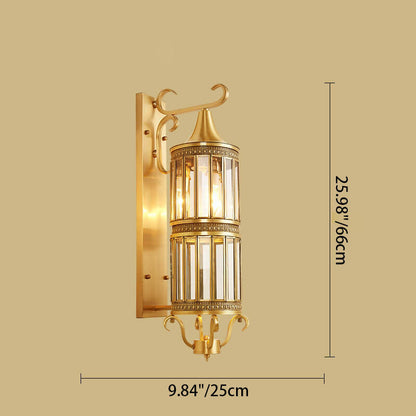 Contemporary Luxury Copper Glass Tubular Shade 1/3-Light Wall Sconce Lamp For Living Room
