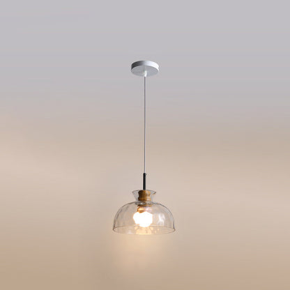 Japanese Minimalist Ash Wood Glass Round 1-Light Pendant Light