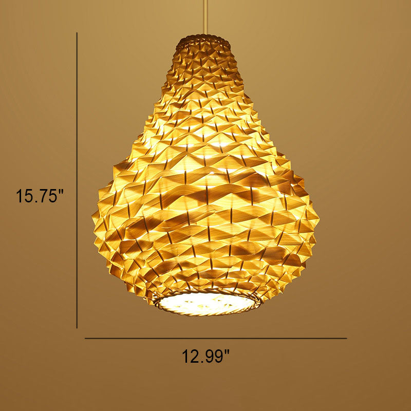Modern Chinese Rattan Weaving Pineapple 1-Light Pendant Light