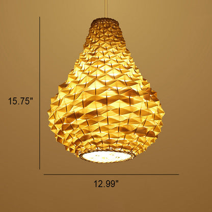 Modern Chinese Rattan Weaving Pineapple 1-Light Pendant Light