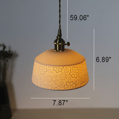 Modern Vintage Brass Ceramic 1-Light Pendant Light