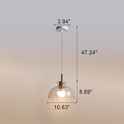 Japanese Minimalist Ash Wood Glass Round 1-Light Pendant Light