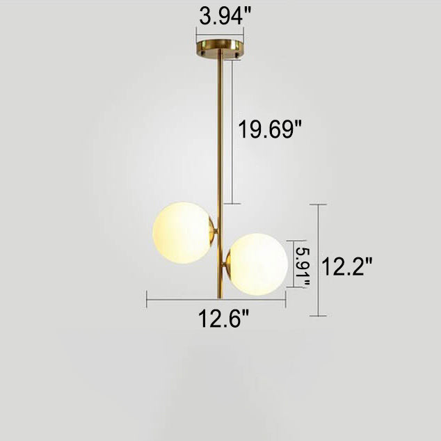 Nordic Creative Minimalist Round Ball Iron Glass 2-Light Pendant Light