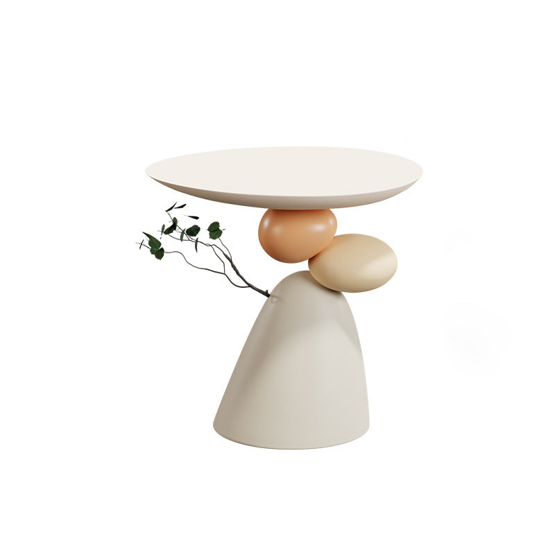 Contemporary Creative Round Elliptical Branch Slab Resin End Table For Bedroom