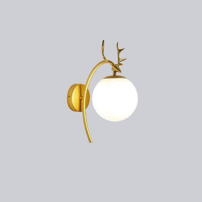 Nordic Light Luxury Iron Antler Global Glass 1-Light Wall Sconce Lamp