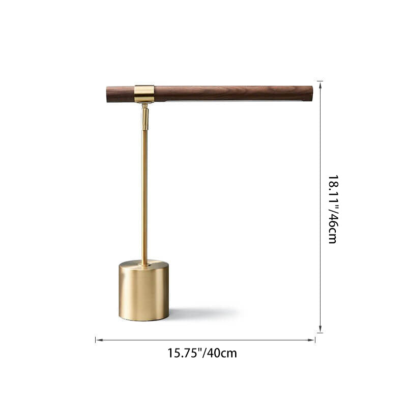 Nordic Minimalist Wood Grain Cylindrical Strip Hardware Base LED Table Lamp