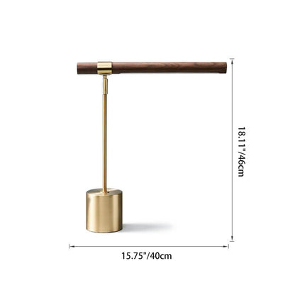 Nordic Minimalist Wood Grain Cylindrical Strip Hardware Base LED Table Lamp