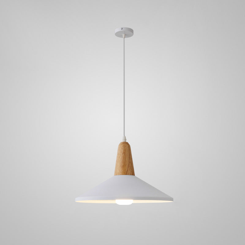 Nordic Minimalist Macaron Solid Color Aluminum Wood 1-Light Pendant Light