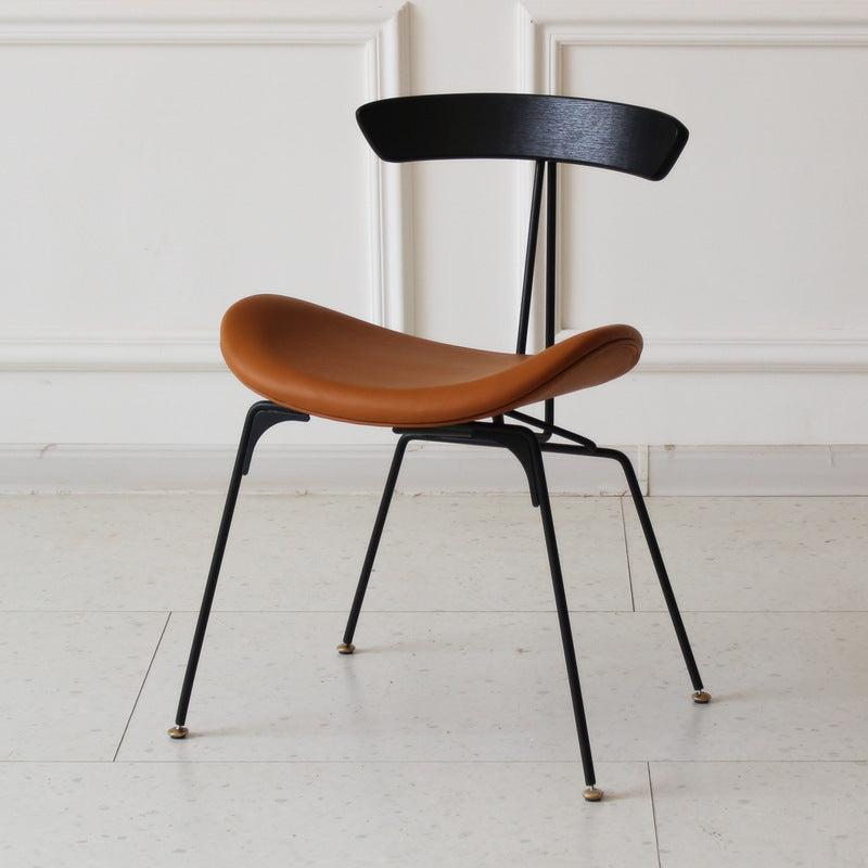 Contemporary Industrial Ant Arch Wood Rebar PU Leather Fabric Sponge Dining Chair Backrest For Dining Room