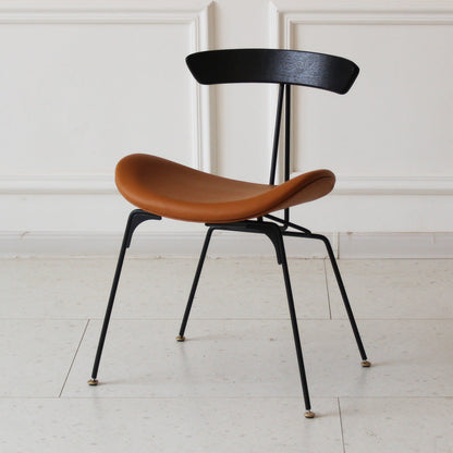 Contemporary Industrial Ant Arch Wood Rebar PU Leather Fabric Sponge Dining Chair Backrest For Dining Room