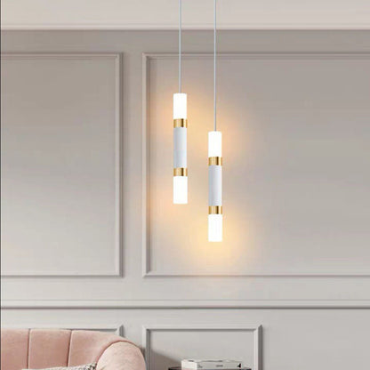 Modern Minimalist Cylinder Aluminum Acrylic LED Pendant Light For Bedroom