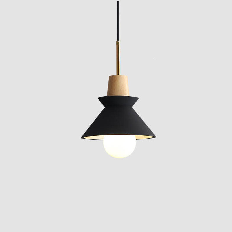 Nordic Minimalist Macaron Wood Cement  1-Light Pendant Light