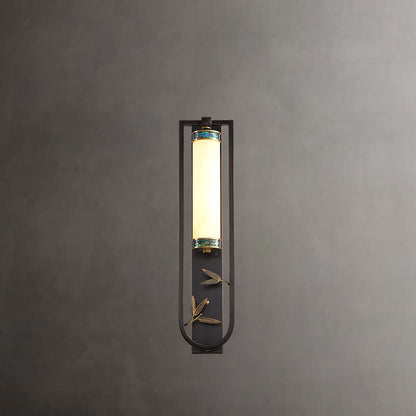 Modern Chinese Rectangular Copper Marble LED Wall Sconce Lamp