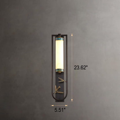 Modern Chinese Rectangular Copper Marble LED Wall Sconce Lamp