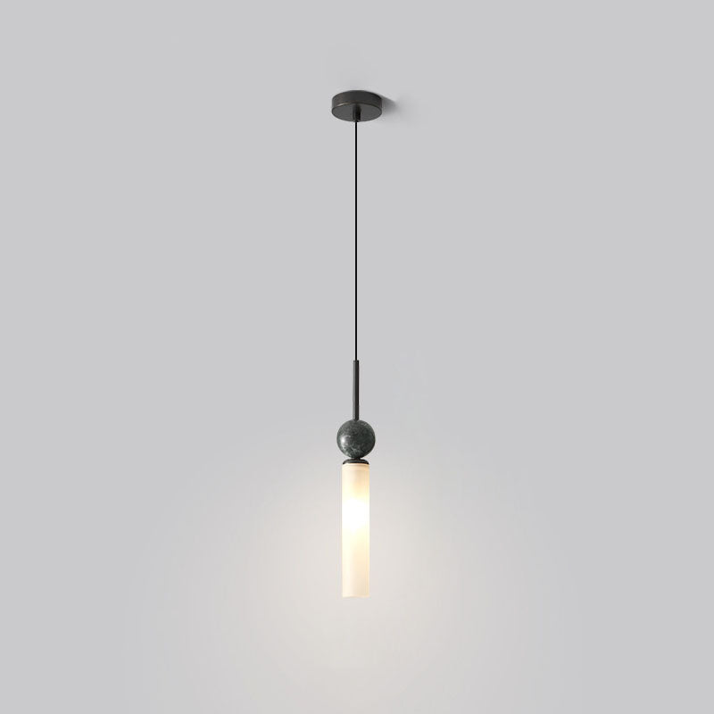 Modern Simplicity Marble Copper Cylinder 1-Light Pendant Light For Bedroom
