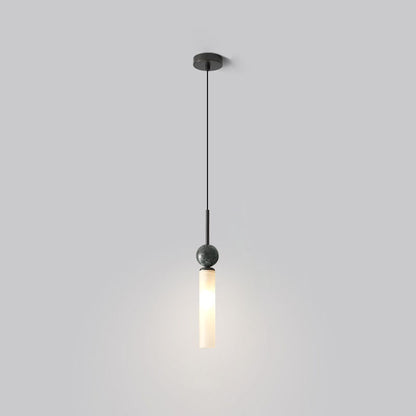 Modern Simplicity Marble Copper Cylinder 1-Light Pendant Light For Bedroom