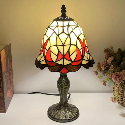 Tiffany Simple Flower Cup Alloy Stained Glass 1-Light Table Lamp