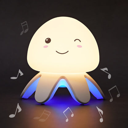 クリエイティブシリコンクラゲ音楽USB充電式リモコンLEDナイトライトテーブルランプ
