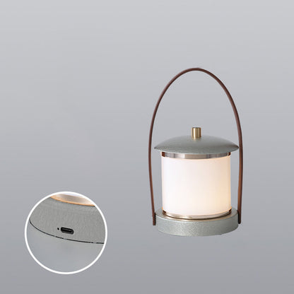 Contemporary Simplicity Portable Imitation Leather Acrylic Cylinder LED Night Light Camping Light For Outdoor Patio
