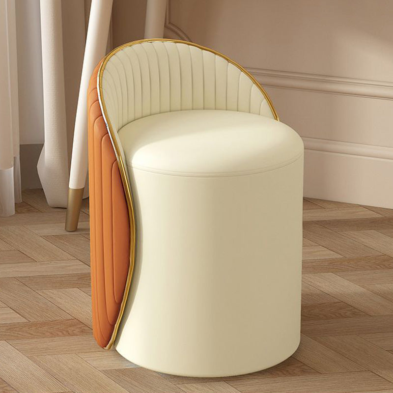 Modern Minimalist Cylinder Iron Nappa Leather Vanity Stool Backrest For Bedroom