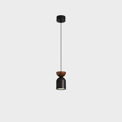 Italian Light Luxury Full Copper Wood Grain Column LED Pendant Light