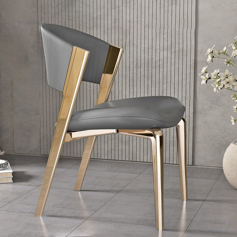 Modern Luxury Square Microfiber Leather Stainless Steel Foam Dining Chair Four Legs Backrest For Dining Room