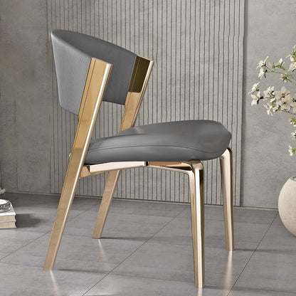 Modern Luxury Square Microfiber Leather Stainless Steel Foam Dining Chair Four Legs Backrest For Dining Room