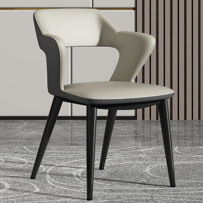 Contemporary Scandinavian Nappa leather Fabric Carbon Steel Sponge Square Wing Dining Chair Backrest Armrest For Dining Room