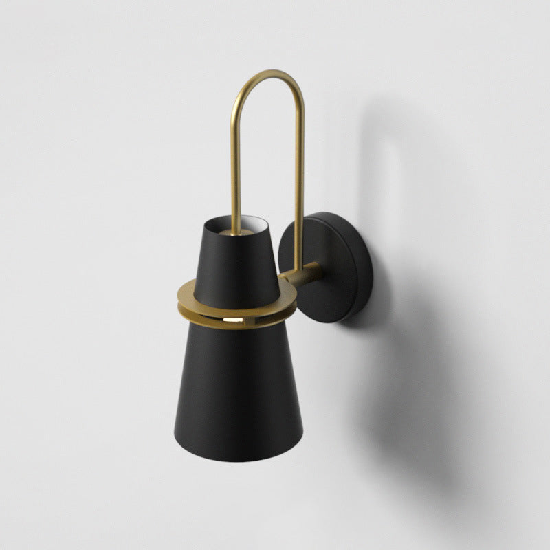 Contemporary Scandinavian Iron Cylinder Horn 1-Light Wall Sconce Lamp For Bedside