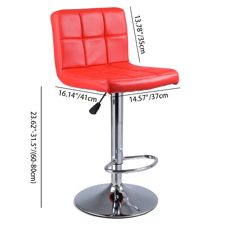 Contemporary Simplicity Square PU Leather Adjustable Swivel Bar Stool Backrest Footrest For Dining Room