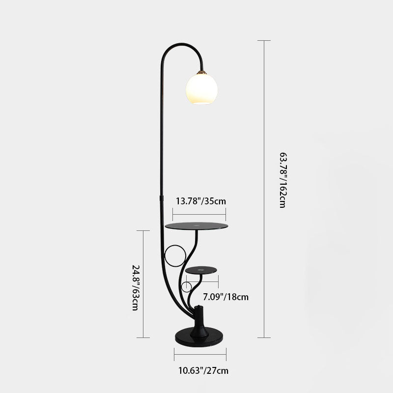 Modern Minimalist Marble Table Iron Linen Glass 1-Light Standing Floor Lamp