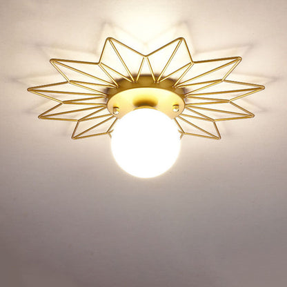 Nordic Light Luxury Sunflower Windmill Hardware Glass 1-Light Semi-Flush Mount Light