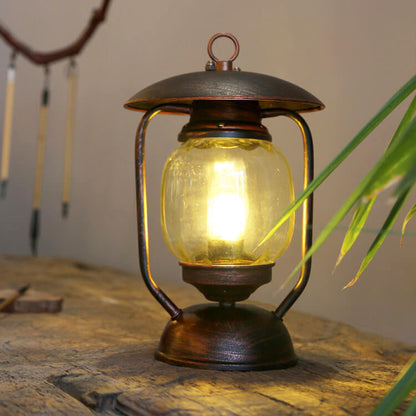 European Retro Wrought Iron Glass 1-Light Table Lamp