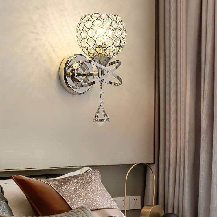 Contemporary Creative Crystal Ball 1- Light Wall Sconce Lamp For Living Room
