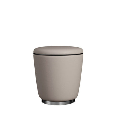 Contemporary Minimalist Round Faux Leather Stainless Steel Frame Vanity Stool For Bedroom