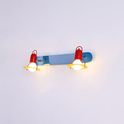 Contemporary Creative Childlike Colorful Geometric Iron 2-Light Mirror Front Wall Sconce Lamp For Bedroom