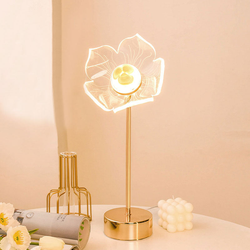 Nordic Light Luxury Acrylic Flower Butterfly Gold LED Table Lamp