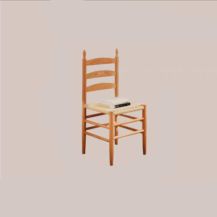 Contemporary Retro Square Braided Rope Solid Wood Dining Chair Ladder-back Footrest For Dining Room