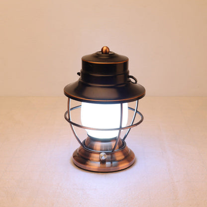 Traditional Farmhouse Waterproof Rechargeable Iron Acrylic Cylinder LED Table Lamp For Entertainment Room