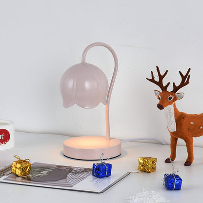 Contemporary Nordic Iron Glass Wood Flower 1-Light Melting Wax Table Lamp For Bedside