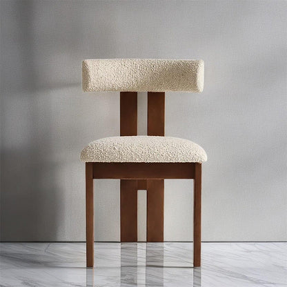 Contemporary Scandinavian Semi-round Solid Wood Lambswool High Resilience Sponge Dining Chair Backrest For Dining Room