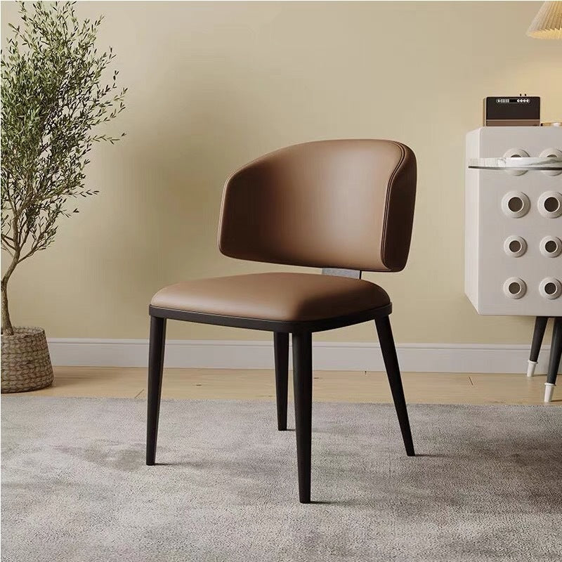 Modern Minimalist Synthetic leather Iron Sponge Square Dining Chair Backrest For Dining Room