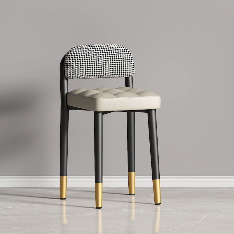 Modern Simplicity Square Fabric Faux Leather Upholstered Vanity Stool Low Back For Bedroom