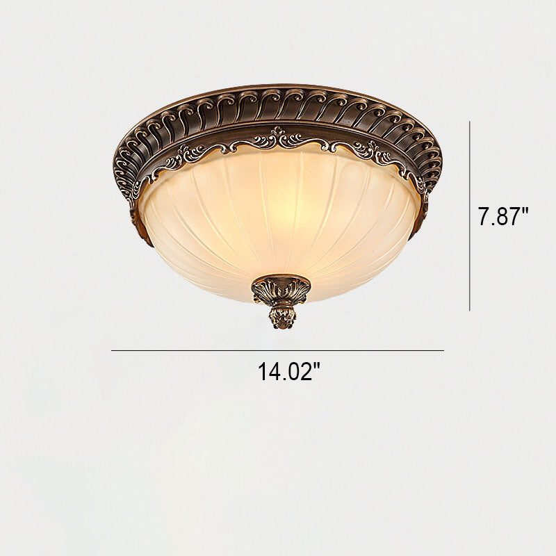 European Retro Light Luxury Resin Metal 3-Light Flush Mount Lighting