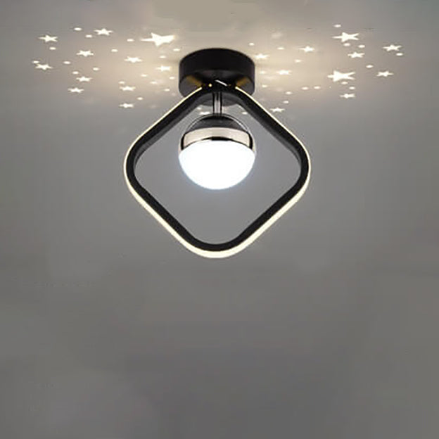 Modern Creative Square Round Acrylic Iron LED Semi-Flush Mount Light