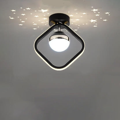 Modern Creative Square Round Acrylic Iron LED Semi-Flush Mount Light