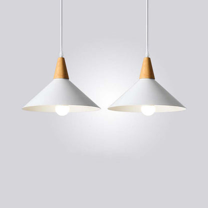 Japanese Simplicity Log Cone Iron 1-Light Pendant Light